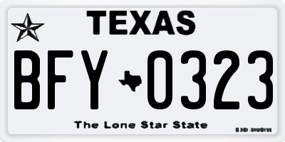 TX license plate BFY0323
