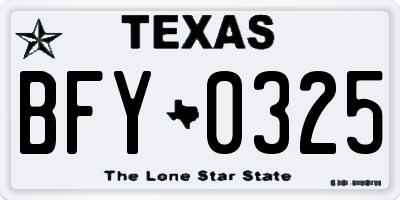 TX license plate BFY0325