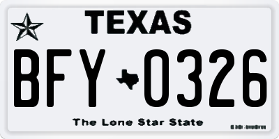 TX license plate BFY0326