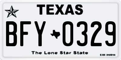 TX license plate BFY0329