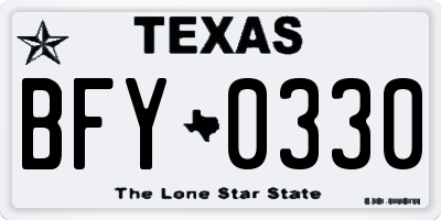 TX license plate BFY0330