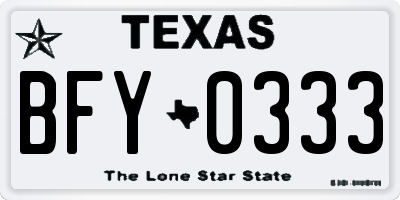 TX license plate BFY0333