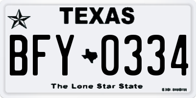 TX license plate BFY0334