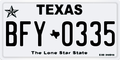 TX license plate BFY0335