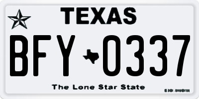 TX license plate BFY0337