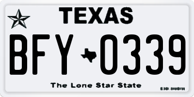 TX license plate BFY0339
