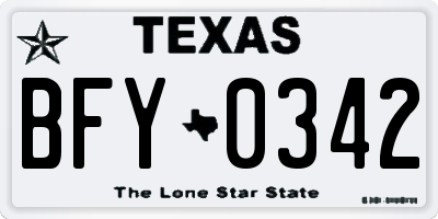 TX license plate BFY0342
