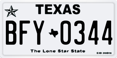 TX license plate BFY0344