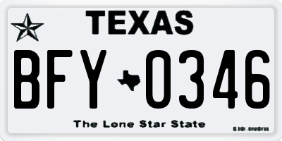 TX license plate BFY0346