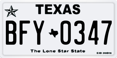 TX license plate BFY0347