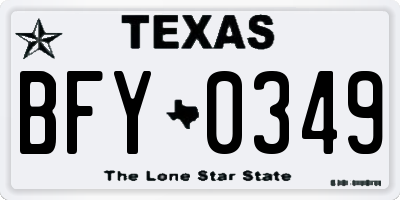 TX license plate BFY0349