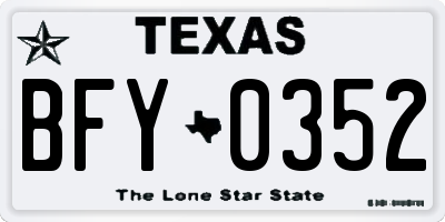 TX license plate BFY0352