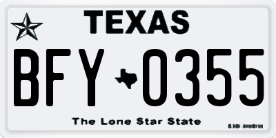 TX license plate BFY0355