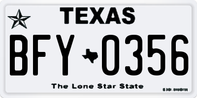 TX license plate BFY0356