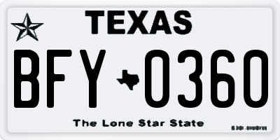 TX license plate BFY0360
