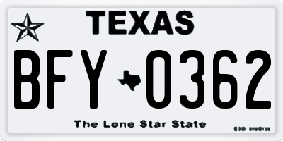 TX license plate BFY0362