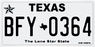 TX license plate BFY0364