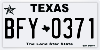 TX license plate BFY0371