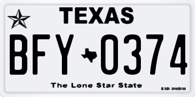 TX license plate BFY0374
