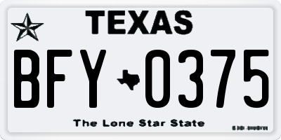 TX license plate BFY0375