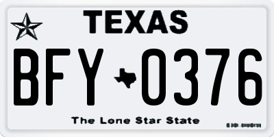 TX license plate BFY0376