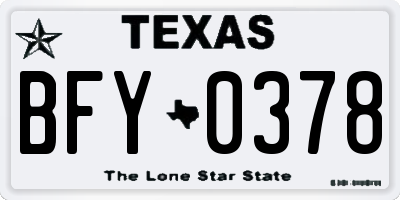 TX license plate BFY0378