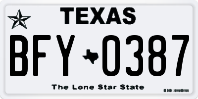 TX license plate BFY0387