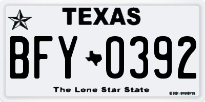 TX license plate BFY0392