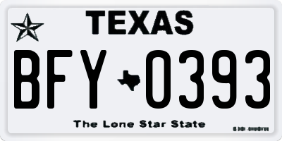 TX license plate BFY0393