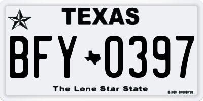 TX license plate BFY0397