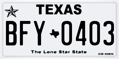 TX license plate BFY0403