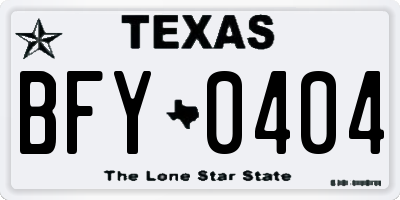 TX license plate BFY0404