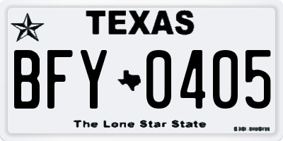 TX license plate BFY0405