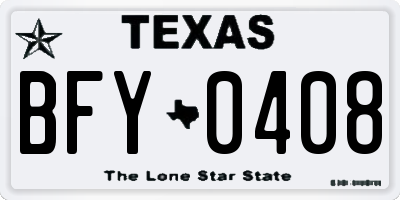 TX license plate BFY0408