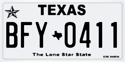 TX license plate BFY0411