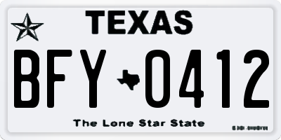 TX license plate BFY0412