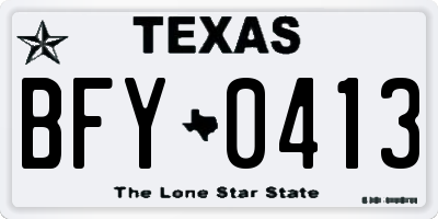 TX license plate BFY0413