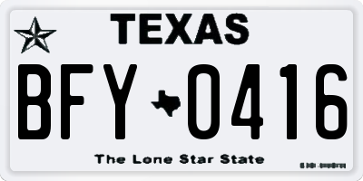 TX license plate BFY0416