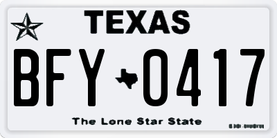TX license plate BFY0417