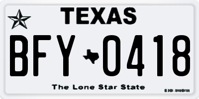 TX license plate BFY0418