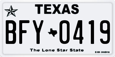 TX license plate BFY0419