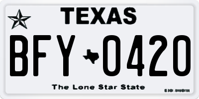TX license plate BFY0420