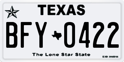 TX license plate BFY0422