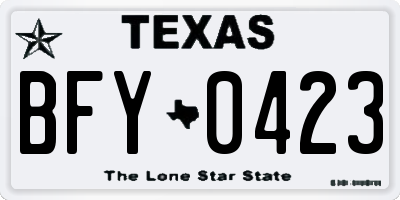 TX license plate BFY0423