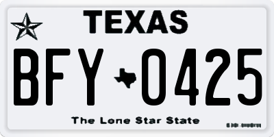 TX license plate BFY0425