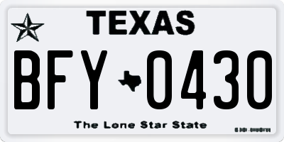 TX license plate BFY0430