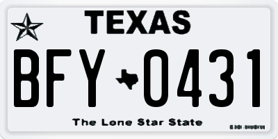 TX license plate BFY0431