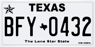 TX license plate BFY0432