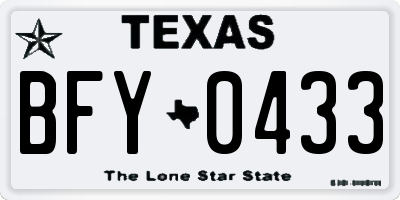 TX license plate BFY0433