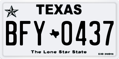 TX license plate BFY0437